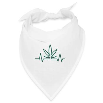 Herzschlag Hanfblatt - Bandana - Weiß - Vorne