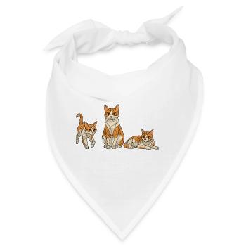 Geometrisches Katzen Trio - Bandana - Weiß - Vorne