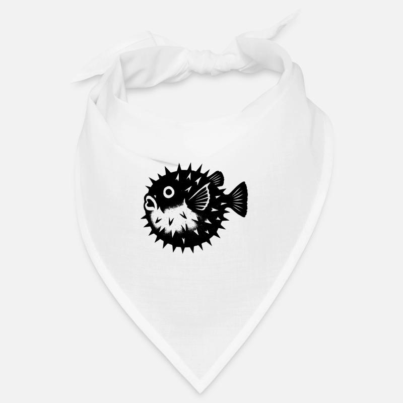 Contrast Puffer Fish with Spines - Bandana - white