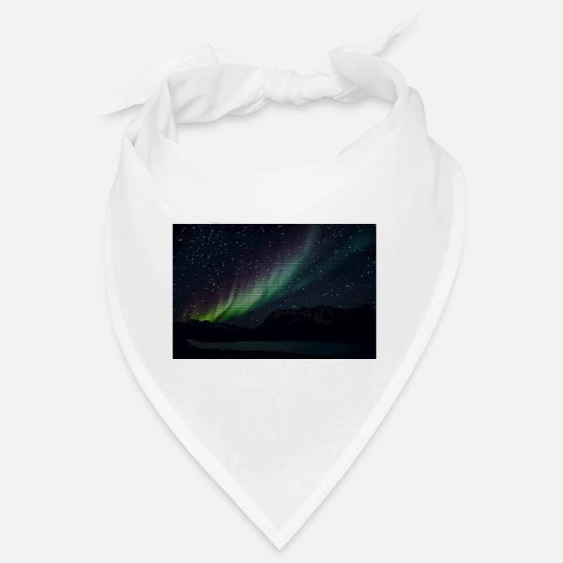 Northern Lights over Silent Mountain Lake with Triangle Pattern Bandana