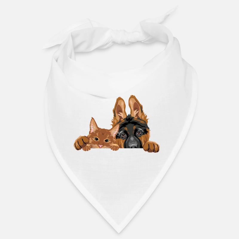 Mignon chien chiot berger allemand et chat roux Bandana