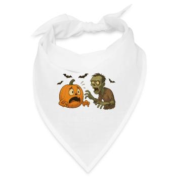 Kürbis-Panik und Zombie - Bandana - Weiß - Vorne