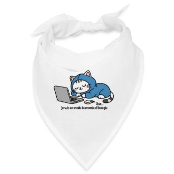 Katze im blauen Kapuzenpullover auf Laptop - Bandana - Weiß - Vorne
