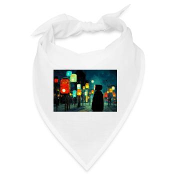 Nachtlampenpfad im Neonlicht Ampelmännchen - Bandana - Weiß - Vorne