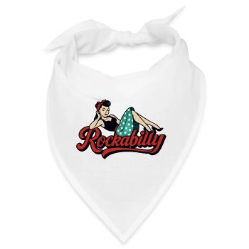 Rockabilly Frau 50er liegend Petticoat Geschenk - Bandana - Weiß - Vorne