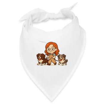 Himmelblau mit Misha und Mond - Bandana - Weiß - Vorne