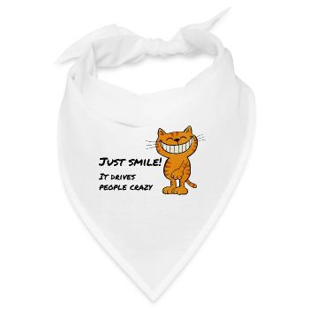 Just Smile – Grinsende Katze Grinsekatze - Bandana - Weiß - Vorne