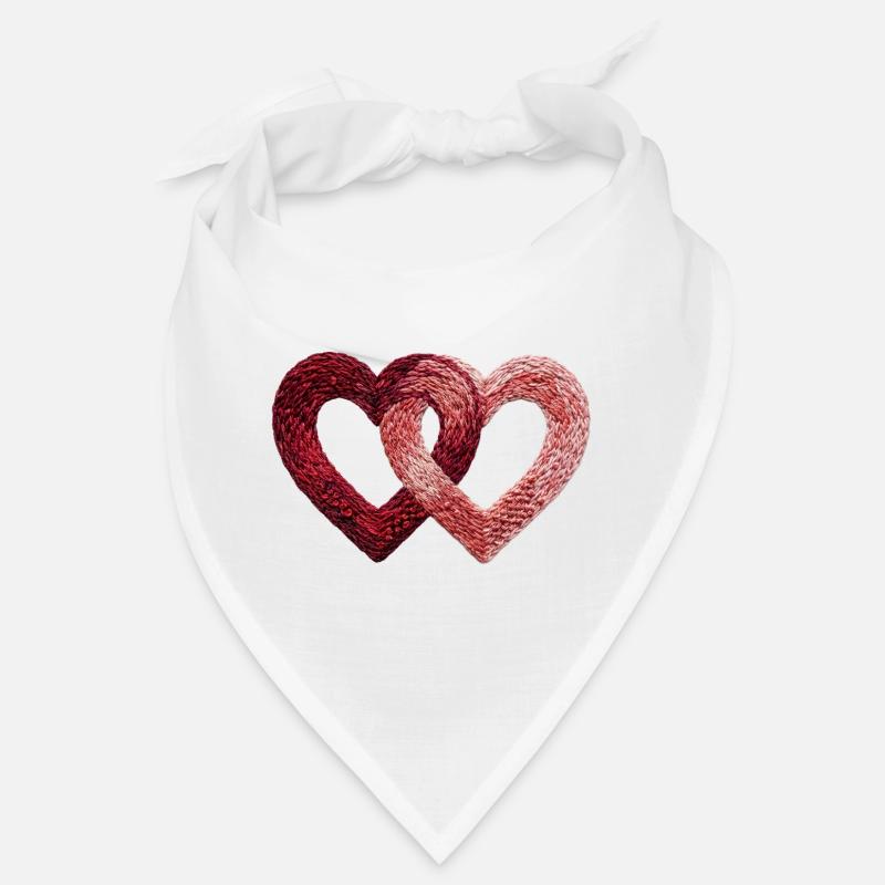 Deux cœurs de Saint-Valentin brodés (imprimé) Bandana