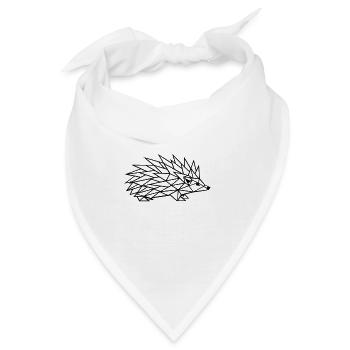 Geometrische Igel-Linienzeichnung - Bandana - Weiß - Vorne