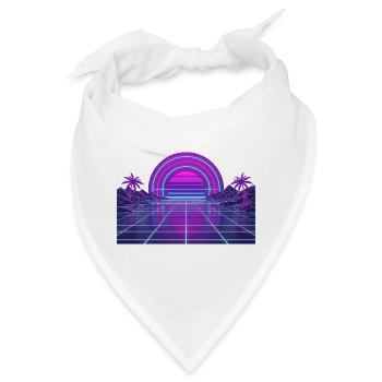 Neon Retro Sonnenuntergang Grid 90s - Bandana - Weiß - Vorne