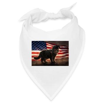 Katzenkrieger vor US-Flagge - Bandana - Weiß - Vorne