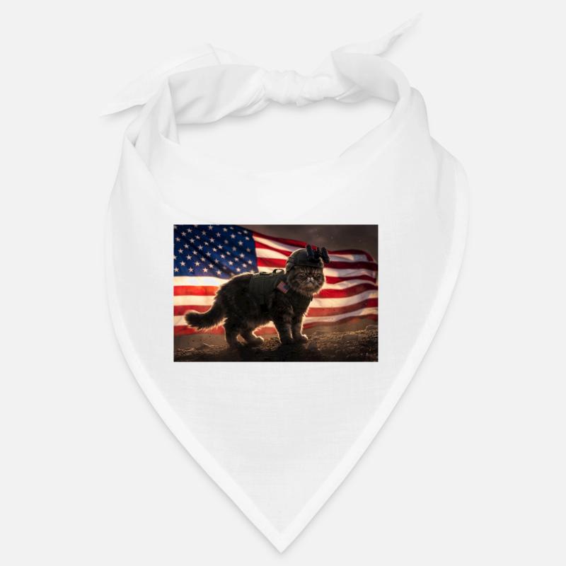 Cat warriors in front of US flag Bandana