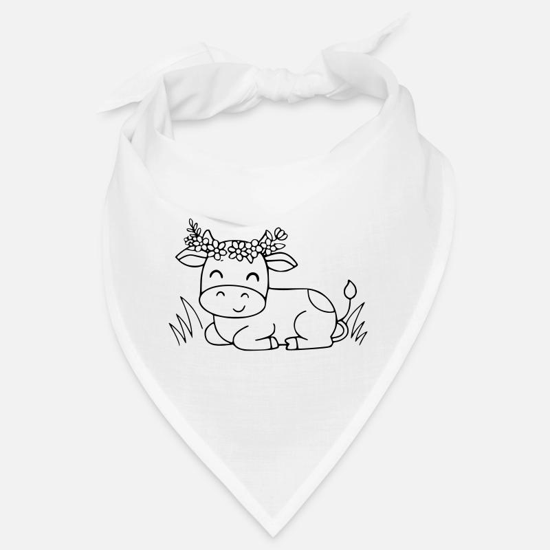 Süße Kuh Blumenkranz Boho Outline Bandana