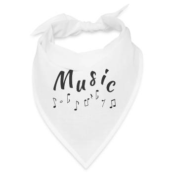 Musiknoten & Music Schriftzug Design - Bandana - Weiß - Vorne