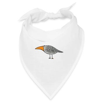 Vogel mit orangem Schnabel - Bandana - Weiß - Vorne