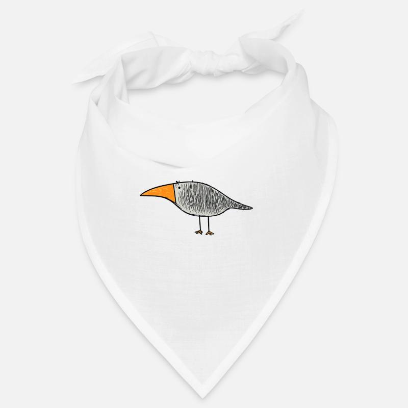 Vogel mit orangem Schnabel - Bandana - Weiß