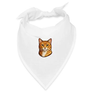 Orangene Katzenkopf Illustration - Bandana - Weiß - Vorne