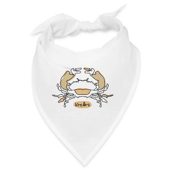 Krebs Beige Küstenillustration Sternzeichen  - Bandana - Weiß - Vorne