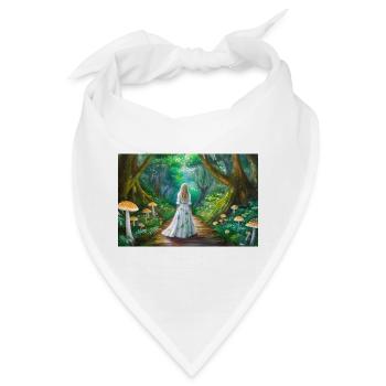 Mädchen im Märchenwald mit Pilzen - Bandana - Weiß - Vorne