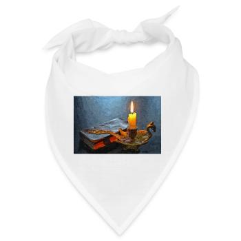 Kerzenbeleuchtete, antiquarische Aura - Bandana - Weiß - Vorne