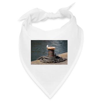 Poller im Hafen von Büsum Deutschland Poster - Bandana - Weiß - Vorne