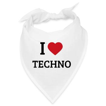 I Love Techno Spruch – Club & Festival Rave Design - Bandana - Weiß - Vorne