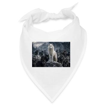 Weißer Wolf an der Spitze des schneebedeckten Rudels - Bandana - Weiß - Vorne