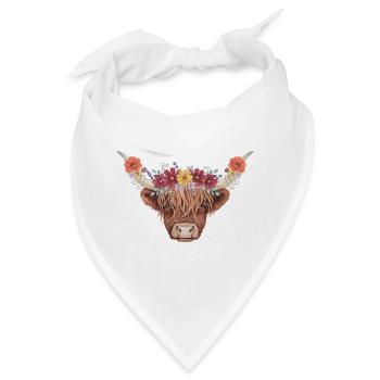Blumenkrone Hochlandrind - Bandana - Weiß - Vorne