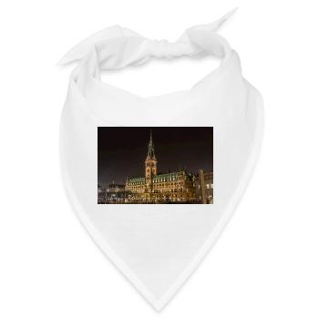 Hamburger Rathaus bei Nacht beleuchtet - Bandana - Weiß - Vorne
