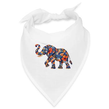 Patchwork-Elefant Blumenmuster - Bandana - Weiß - Vorne