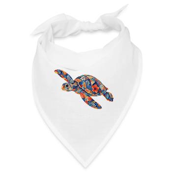 Patchwork Schildkröte Blumenmuster - Bandana - Weiß - Vorne