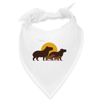 Wasserschwein Familie Sonnenuntergang Silhouette - Bandana - Weiß - Vorne