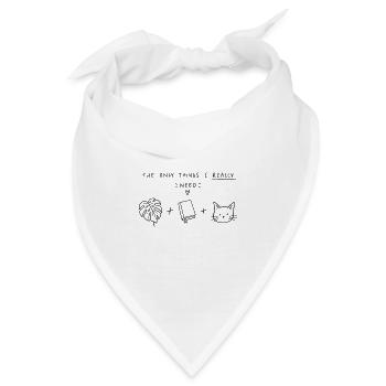 Things I Really Need – Katze, Bücher & Pflanzen - Bandana - Weiß - Vorne