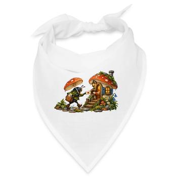 Pilzpost im Regen - Bandana - Weiß - Vorne