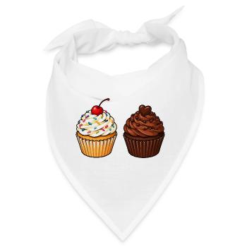 Cupcake Duo: Vanille & Schoko - Bandana - Weiß - Vorne