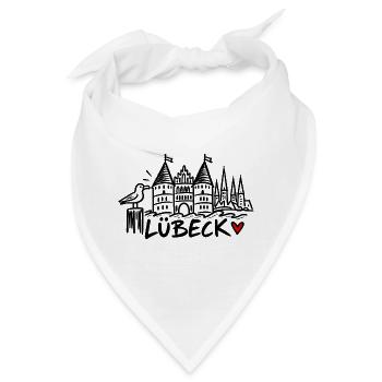 Lübeck mit Herz - Bandana - Weiß - Vorne
