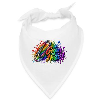 Gegen Nazis Regenbogen  Briefklammer Büroklammer - Bandana - Weiß - Vorne