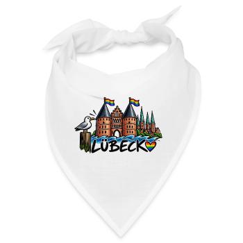 Lübeck Regenbogen Holstentor - Bandana - Weiß - Vorne
