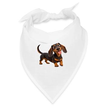 Fröhlicher Dackelblick - Bandana - Weiß - Vorne