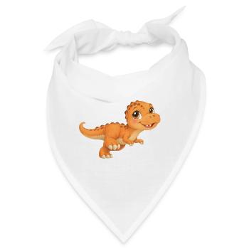 Süßer kleiner T‑Rex – orangefarbener Dinosaurier - Bandana - Weiß - Vorne