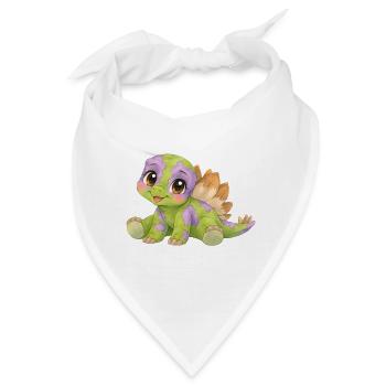 Verspielter kleiner Stegosaurus in Lila und Grün - Bandana - Weiß - Vorne
