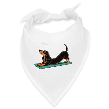 Dackel-Yoga auf Matte - Bandana - Weiß - Vorne