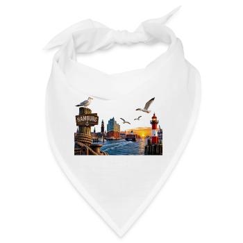 Hamburg Hafen Sonne - Bandana - Weiß - Vorne