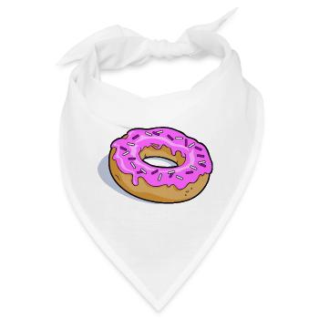 Pink Glasierter Donut PopArt - Bandana - Weiß - Vorne