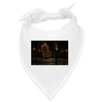 Grüner Anzug auf barockem Thron - Bandana - Weiß - Vorne