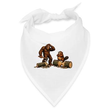 Bigfoot & Biber beim Holzfällen – Outdoor - Bandana - Weiß - Vorne