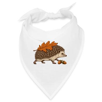 Igel mit Herbstblatt - Bandana - Weiß - Vorne