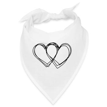 Doppelherz handgezeichnet - Bandana - Weiß - Vorne