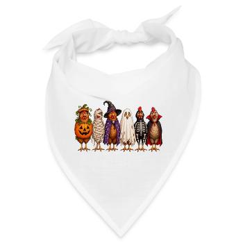 Halloween Chickens in Costumes Pumpkin Witch Ghost - Bandana - Weiß - Vorne