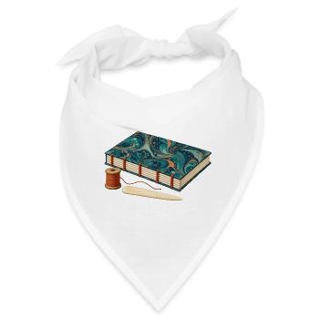 Handgebundenes marmoriertes Journal und Leinenfaden - Bandana - Weiß - Vorne